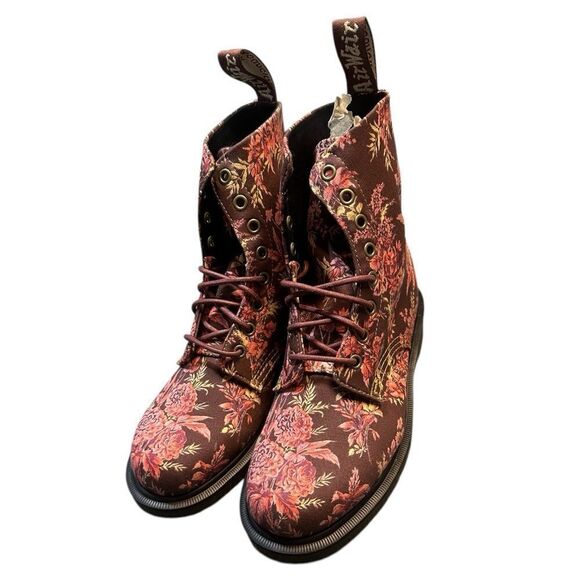 Dr Martens 1460 Beckett Cherry Red Jouy Floral Canvas Boot Size 7M / 8W NWOB - Picture 9 of 12